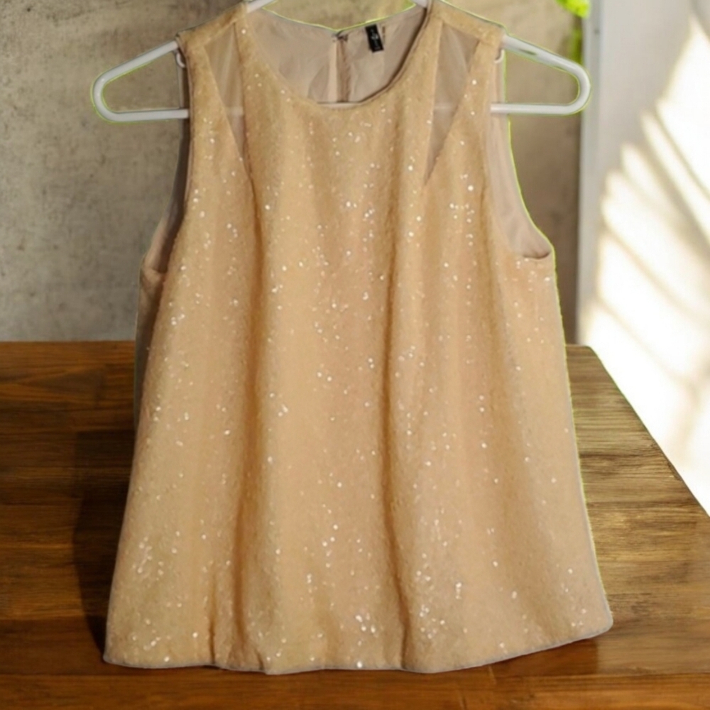 7 for all mankind top womens size xs x-small yellow sequins spring Euro-Summer